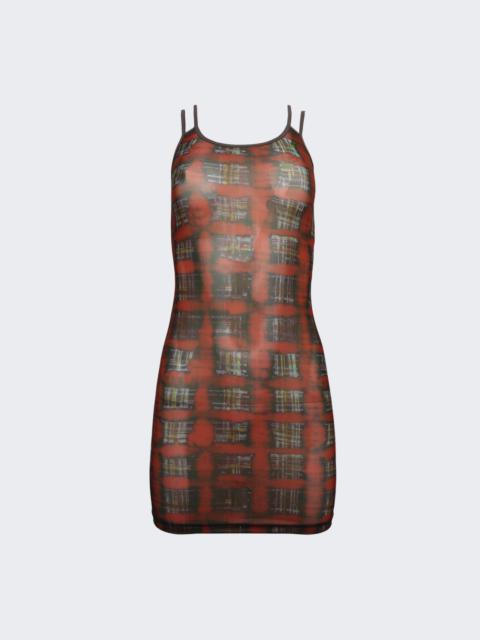 Multi Strap Sport Dress with Logo Acid Plaid Ginger Red