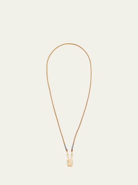 18k Yellow Gold Pendant Wrap Cord Necklace