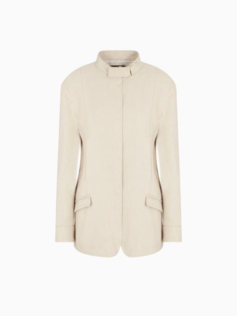 SINGLE-BREASTED JACKET IN A CANNETÉ COTTON AND VISCOSE