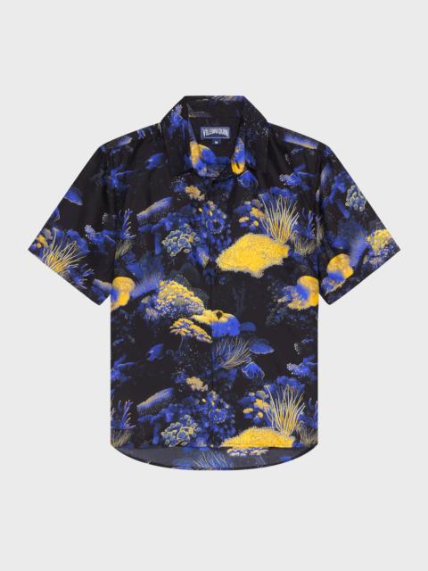 MEN SILK BOWLING SHIRT CORAL REEF