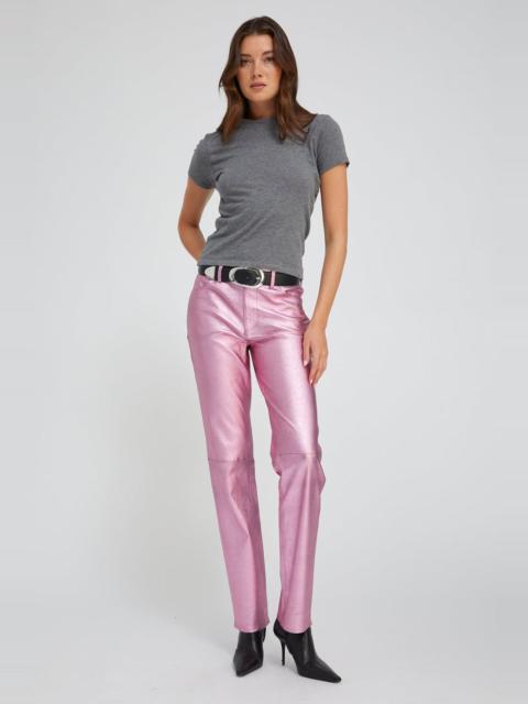 METALLIC PINK LEATHER 5 POCKET SLIM STRAIGHT