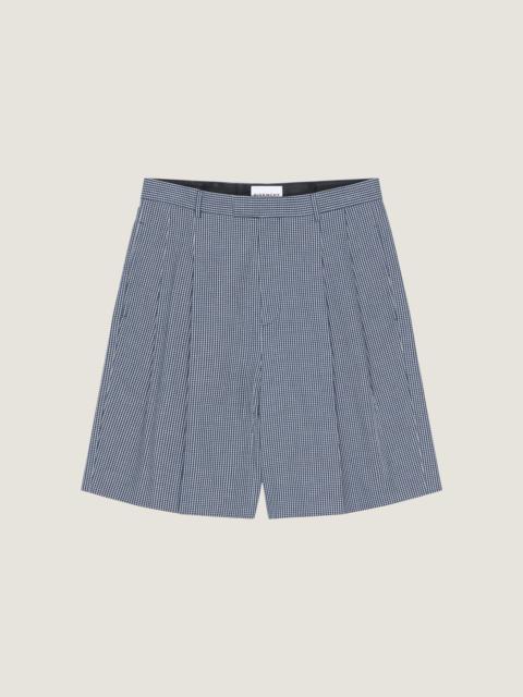 DOUBLE PLEAT CHECKED BERMUDA SHORTS IN COTTON