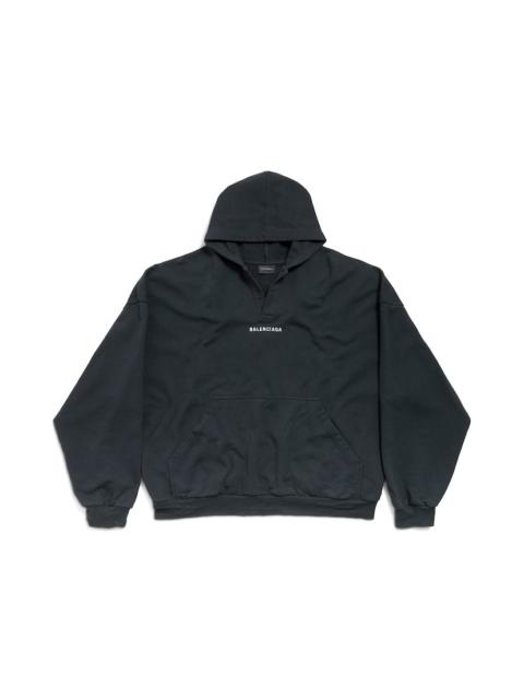 Men's Balenciaga Back Polo Hoodie in Faded Black/white