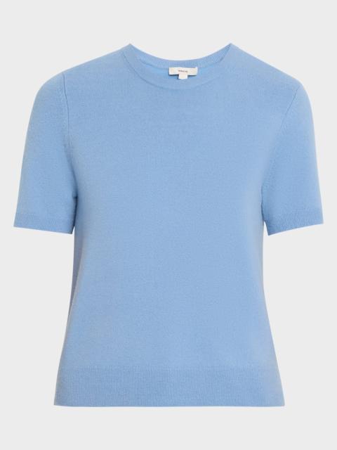 Cashmere-Blend Short-Sleeve Crewneck Sweater