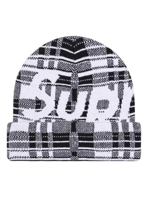 Supreme Big Logo Beanie 'White Plaid' SUP-FW23-2439