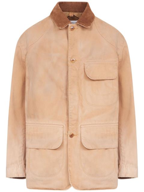 corduroy-collar waxed cotton jacket