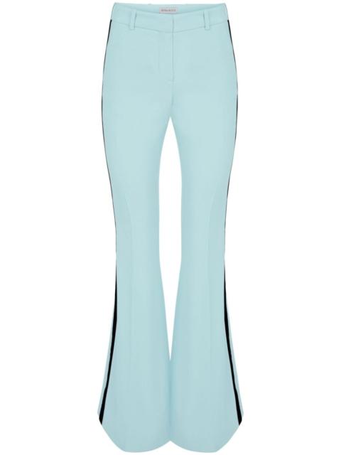 velvet-trim flared trousers
