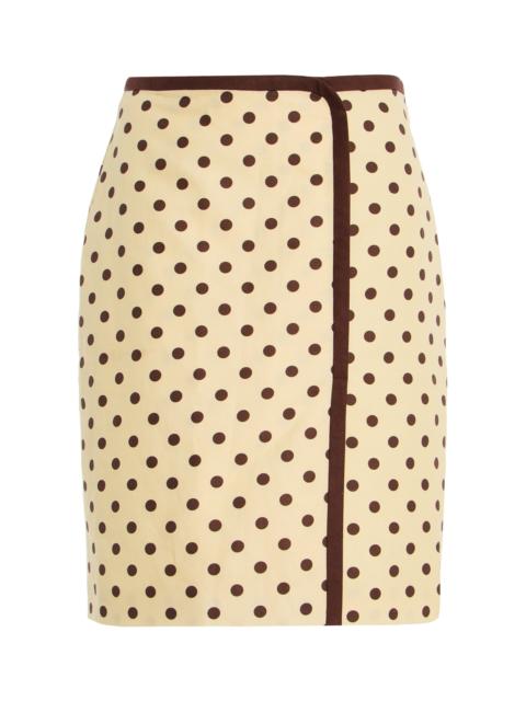 Bowie Polka-Dot Linen-Cotton Midi Skirt yellow