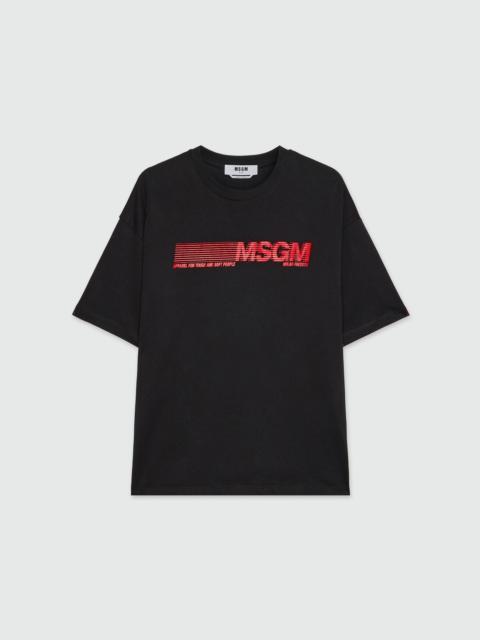 Black jersey T-shirt with MSGM print