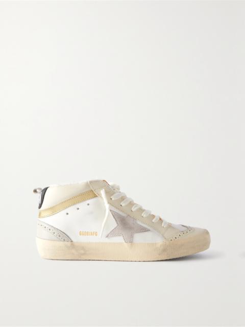 Mid Star Distressed Suede-trimmed Leather Sneakers