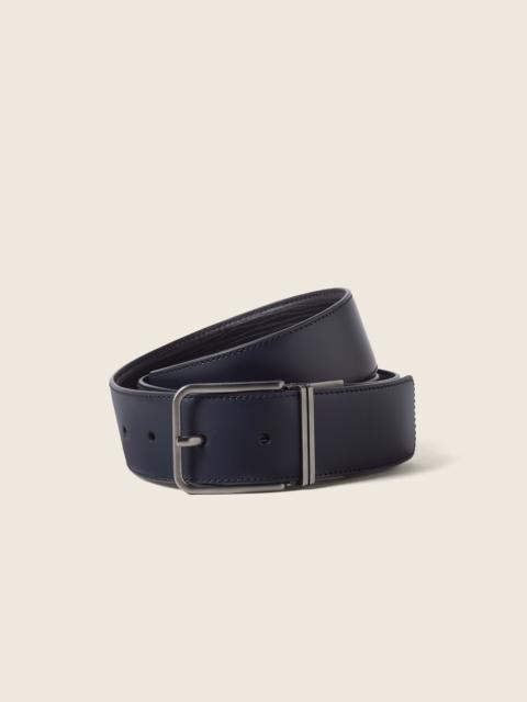 DARK BLUE AND BLACK REVERSIBLE LEATHER BELT