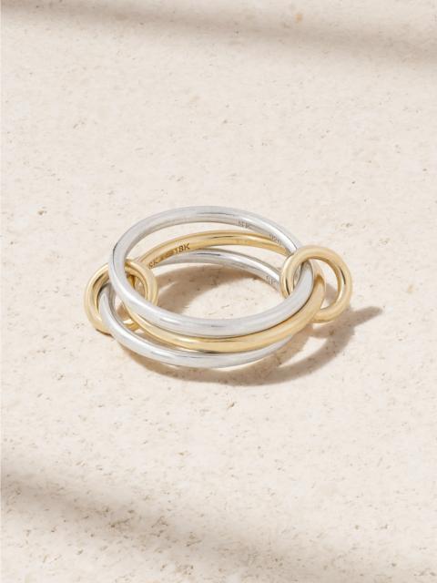 Solarium Set Of Three 18-karat Gold And Sterling Silver Rings
