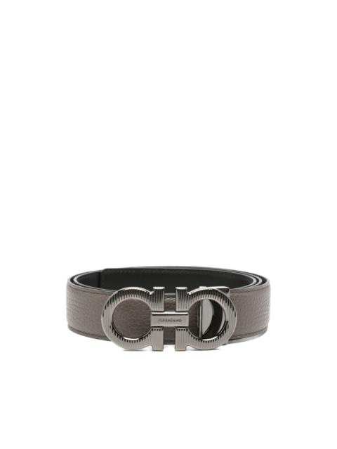 Gancini buckle leather belt