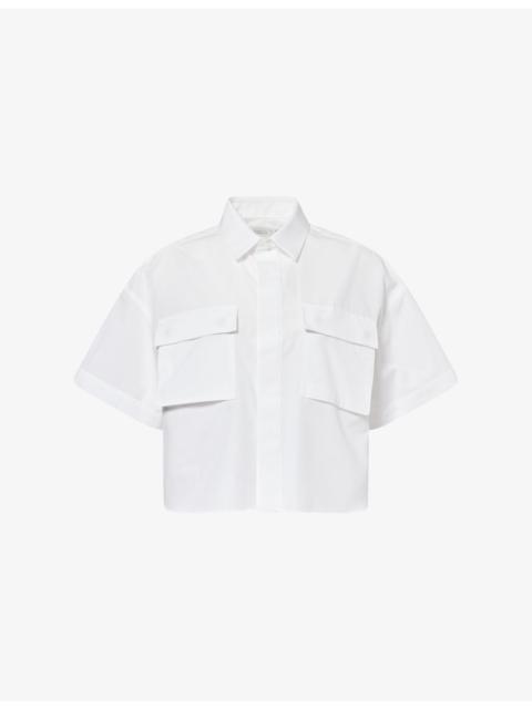 Cropped Pleated Woven Shirt