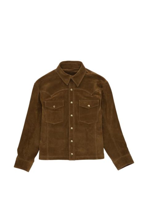 chest-pocket suede jacket