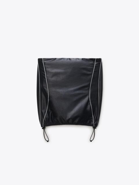 Ribbed Short-Sleeve Dress in Satin Faille