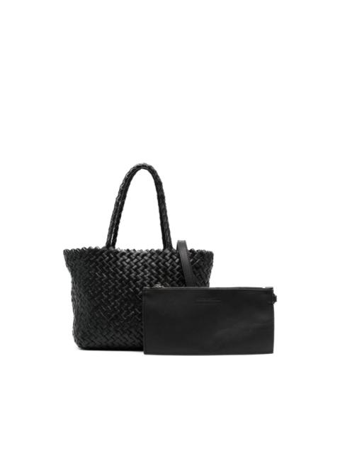 woven leather tote bag