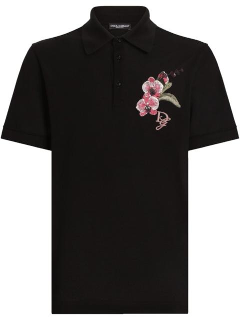 Orchid embroidered polo shirt