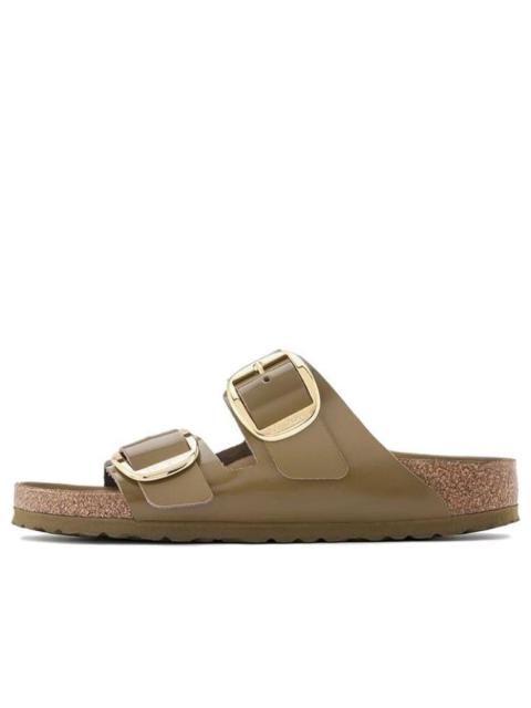 (WMNS) Birkenstock Arizona Big Buckle Natural Leather Patent Narrow Fit Sandals 'High Shine Mud Gree