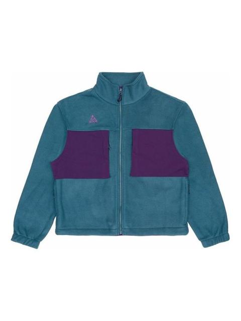 Men's Nike Colorblock Stand Collar Fleece Zipper Dark Sapphire Blue Jacket 'Midnight Turq Grdppl Bla