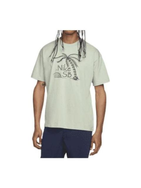 Men's Nike SB Alphabet Printing Casual Short Sleeve Aqua Blue T-Shirt DQ1851-017