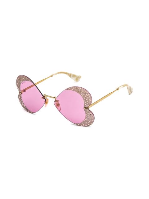 Geometrical-frame sunglasses with crystals