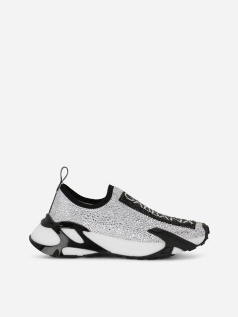 Fast sneakers with fusible rhinestones