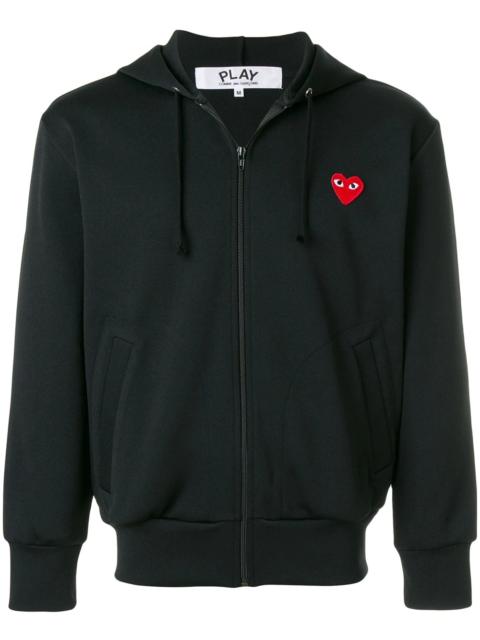 heart-patch zip-up hoodie