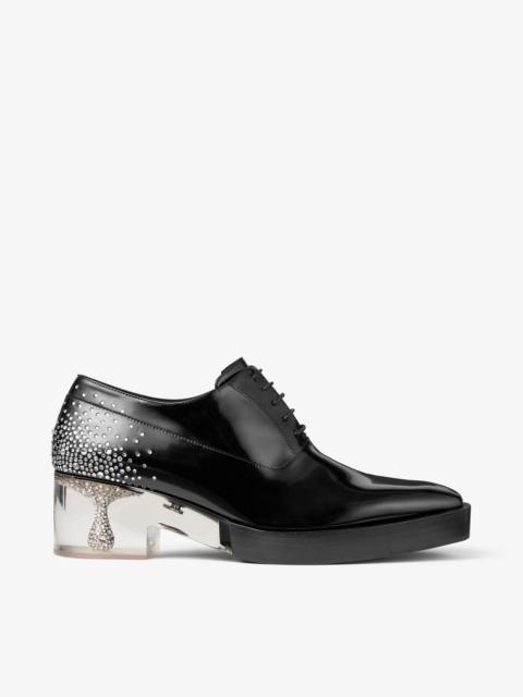 Jimmy Choo noir kei ninomiya Crystal Shoe
Black Polished Calf Leather Lace-Up Shoes with Crystal Emb