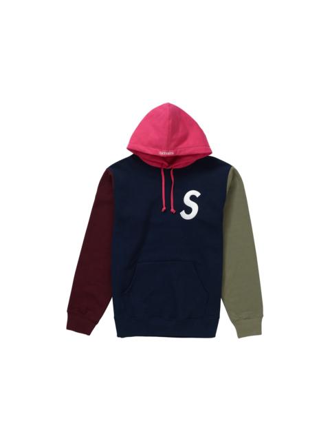 Supreme S Logo Colorblocked Hooded Sweatshirt Navy