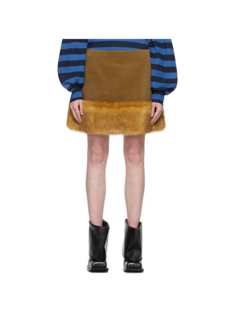 Brown & Orange Fox Miniskirt