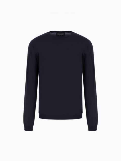 Long-sleeved, crew-neck jumper in silk and cotton