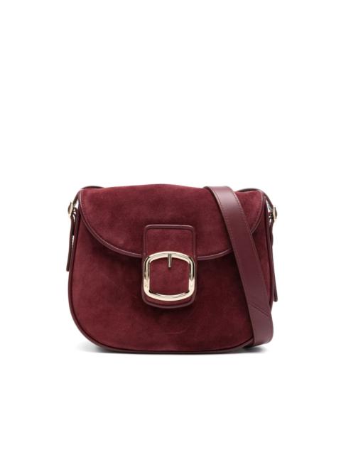 buckled leather shoulder bag