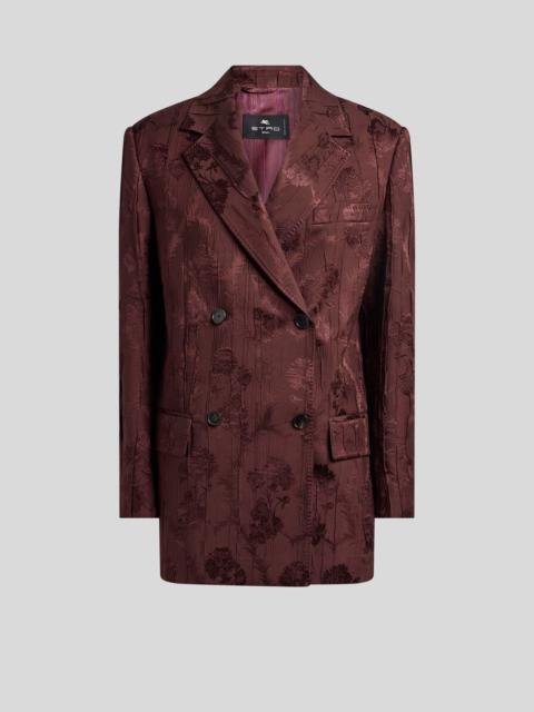 DOUBLE-BREASTED WOOL-BLEND BARK-EFFECT JACKET