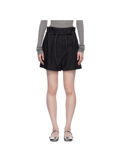 Black Origami Pleated Shorts