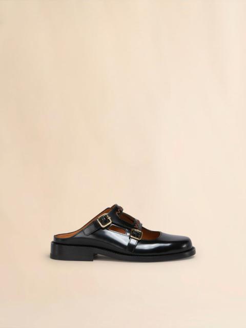 BLACK LEATHER BAMBI 3.0 LOAFER WITH DOUBLE BUCKLE