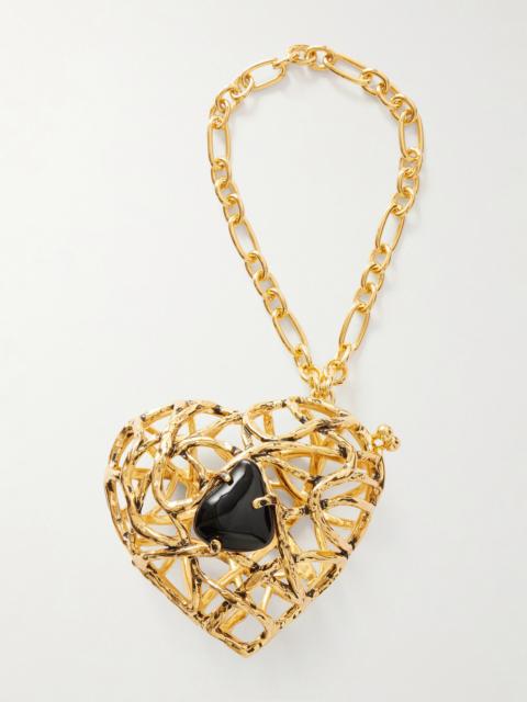 Gold-tone And Stone Keychain