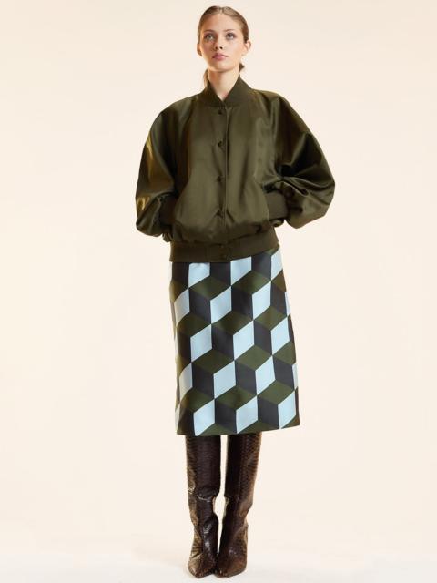 Art Deco Silk Wool Midi Skirt