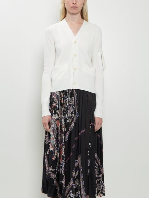 Technical Twill x Cotton Knit Cardigan