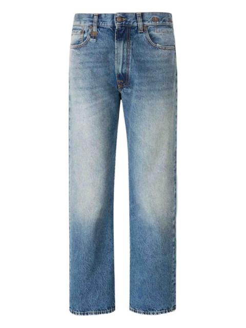 frayed-hem straight jeans