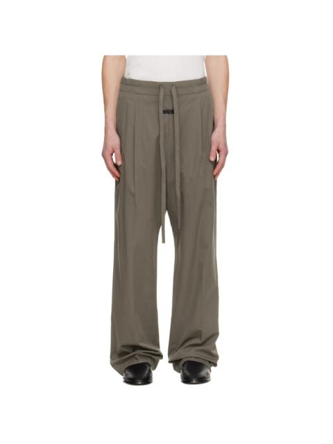 Khaki Drawstring Straight Trousers