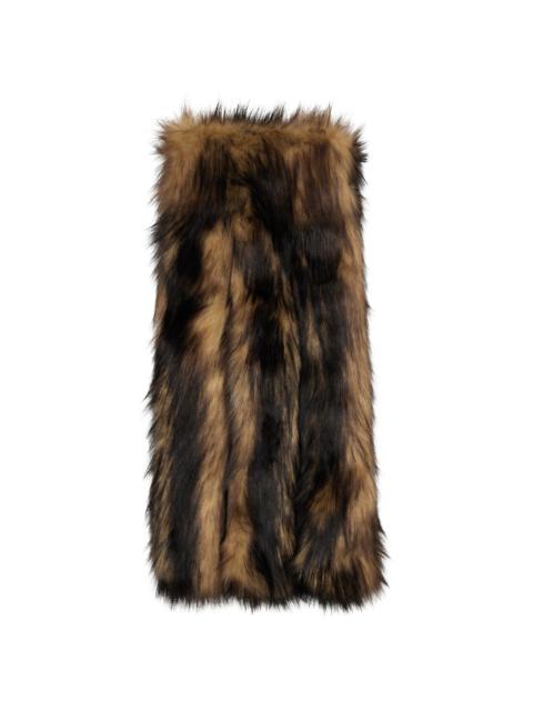 Beige & Brown Triple Slit Faux Fur Scarf
