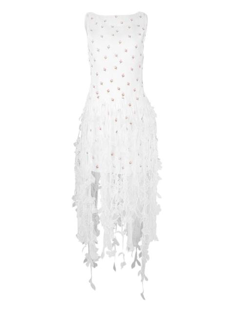 floral-applique midi dress