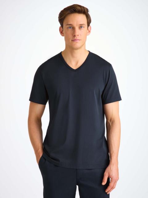 Men's V-Neck T-Shirt Barny Pima Cotton Navy