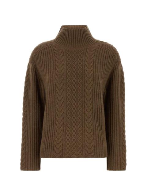 cable-knit turtleneck sweater