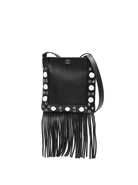 fringed studded shoulder bag
