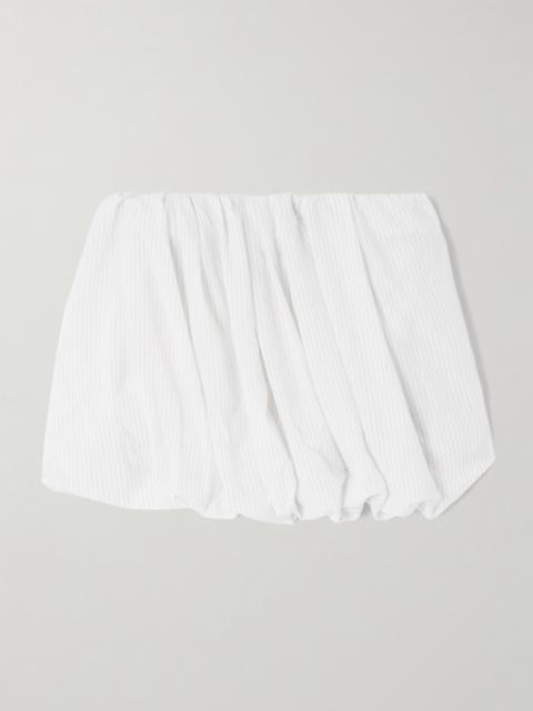Pleated Pinstriped Poplin Mini Skirt