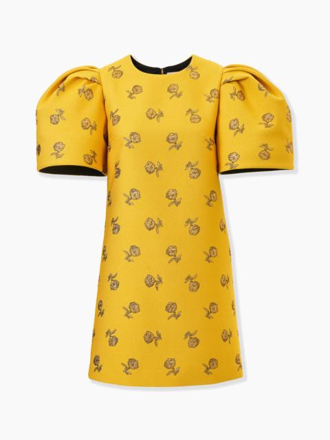 Carnation Jacquard Bell-Sleeve Shift Dress