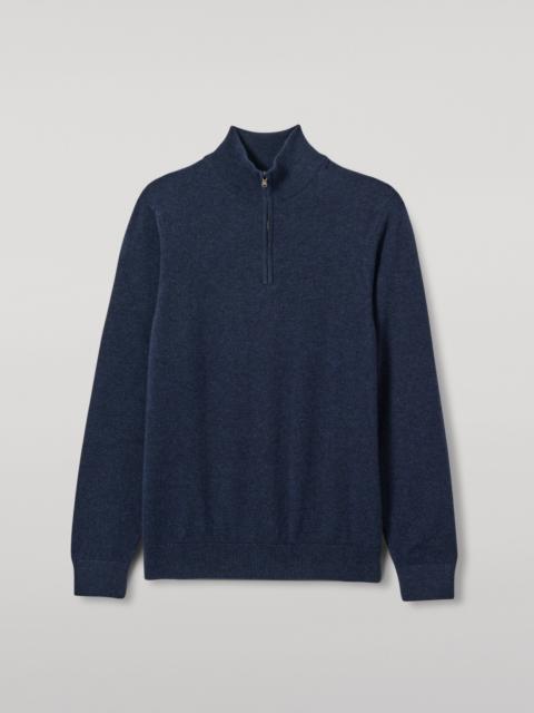 Rory Navy Classic Cashmere Zip Neck Jumper