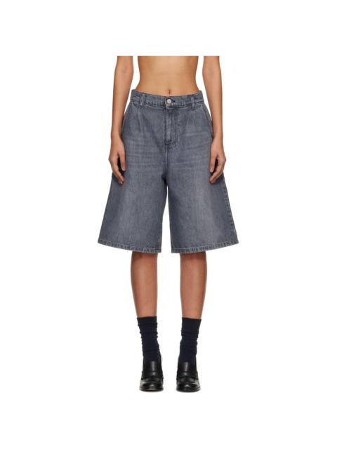 Gray Rivet Denim Shorts